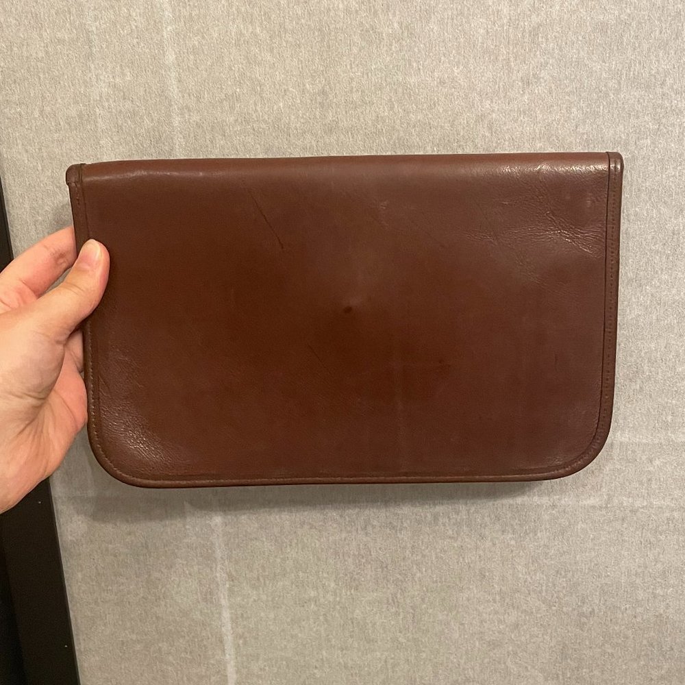 Michael Green Vintage Leather Brown Envelope Clutch Purse - Picture 4 of 5